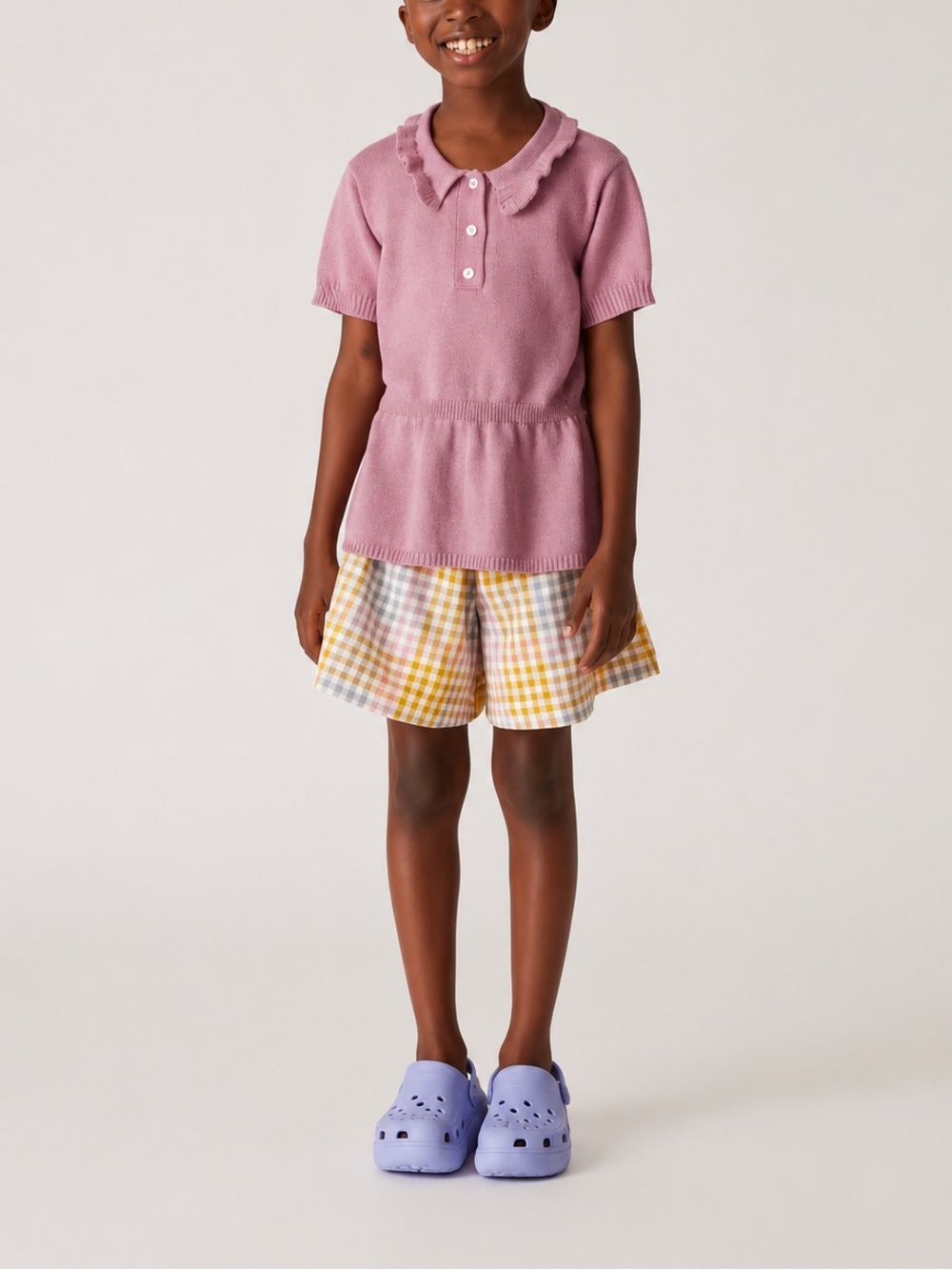 The Sunday Collective Gingham Shorts 100% cotton pockets Size 10-11 NWT